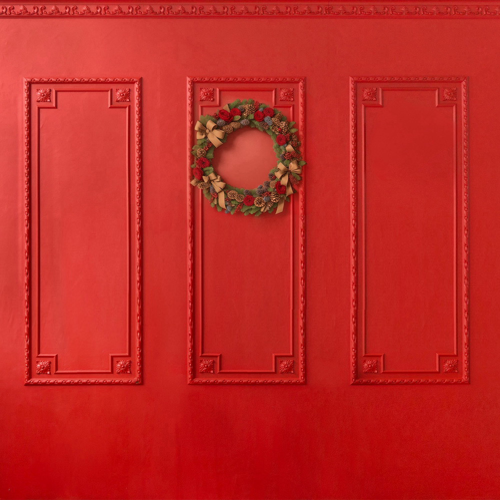 Backdrop "Red wall with a wreath"