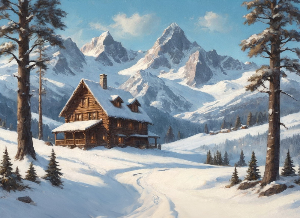 Backdrop "House at mountains"