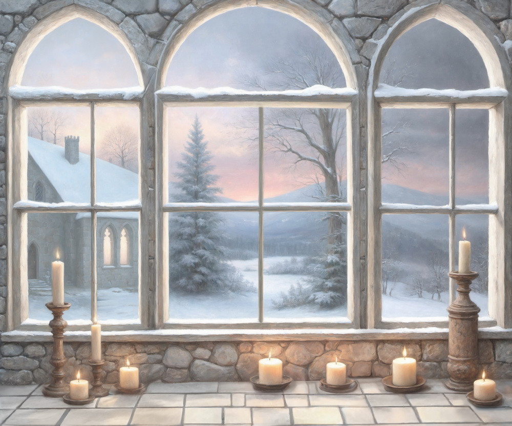 Combined backdrop "Winter windows (sunrise)"