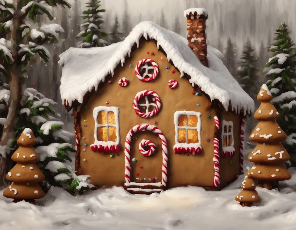 Backdrop "Gingerbread house in the afternoon"