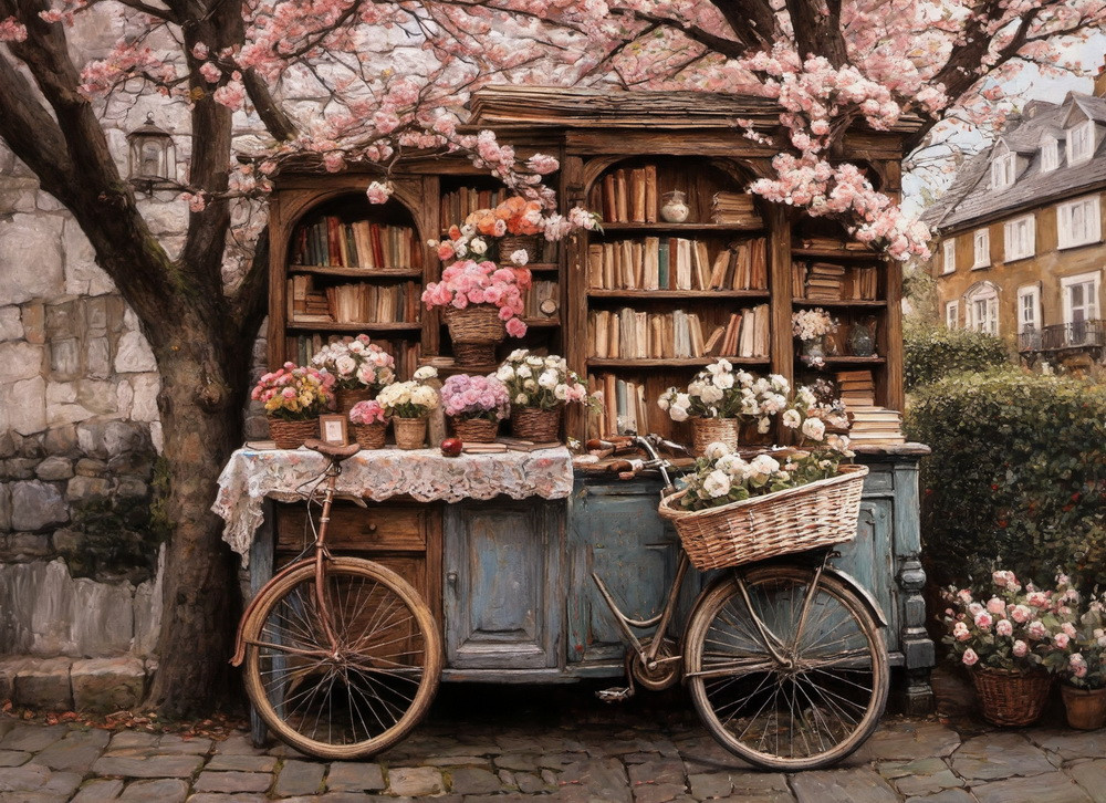 Backdrop "Spring book van"