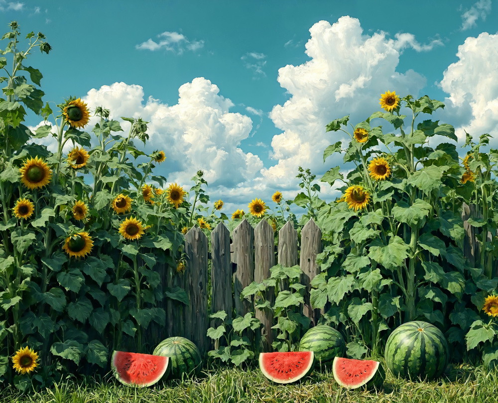 Backdrop "Melons & sunflowers"