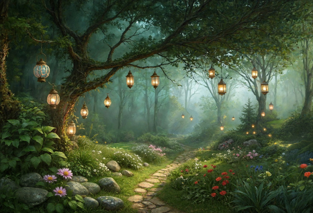 Backdrop "Night at mystic forest" Backdrop "Night at mystic forest"