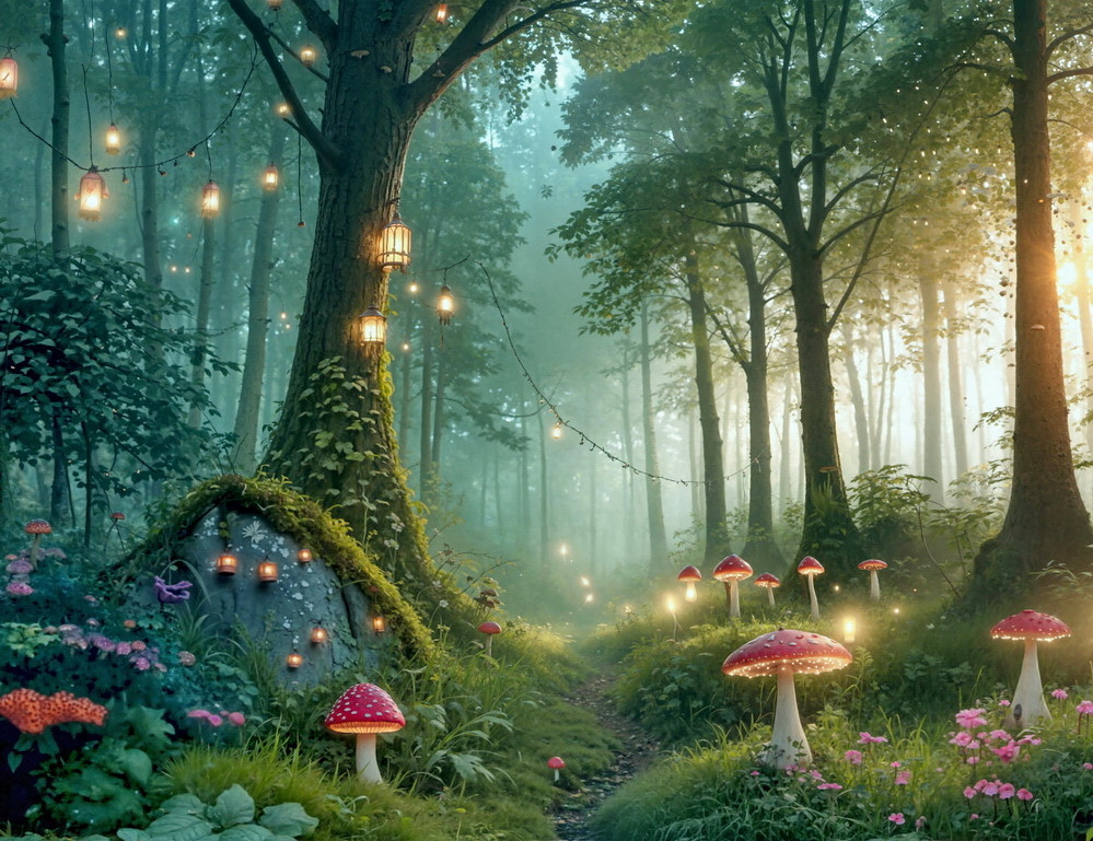 Backdrop "Night at mystic forest" Backdrop "Night at mystic forest"