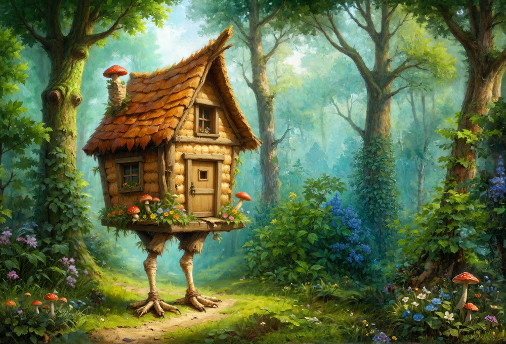Backdrop "Fairy tale hut on chicken legs"