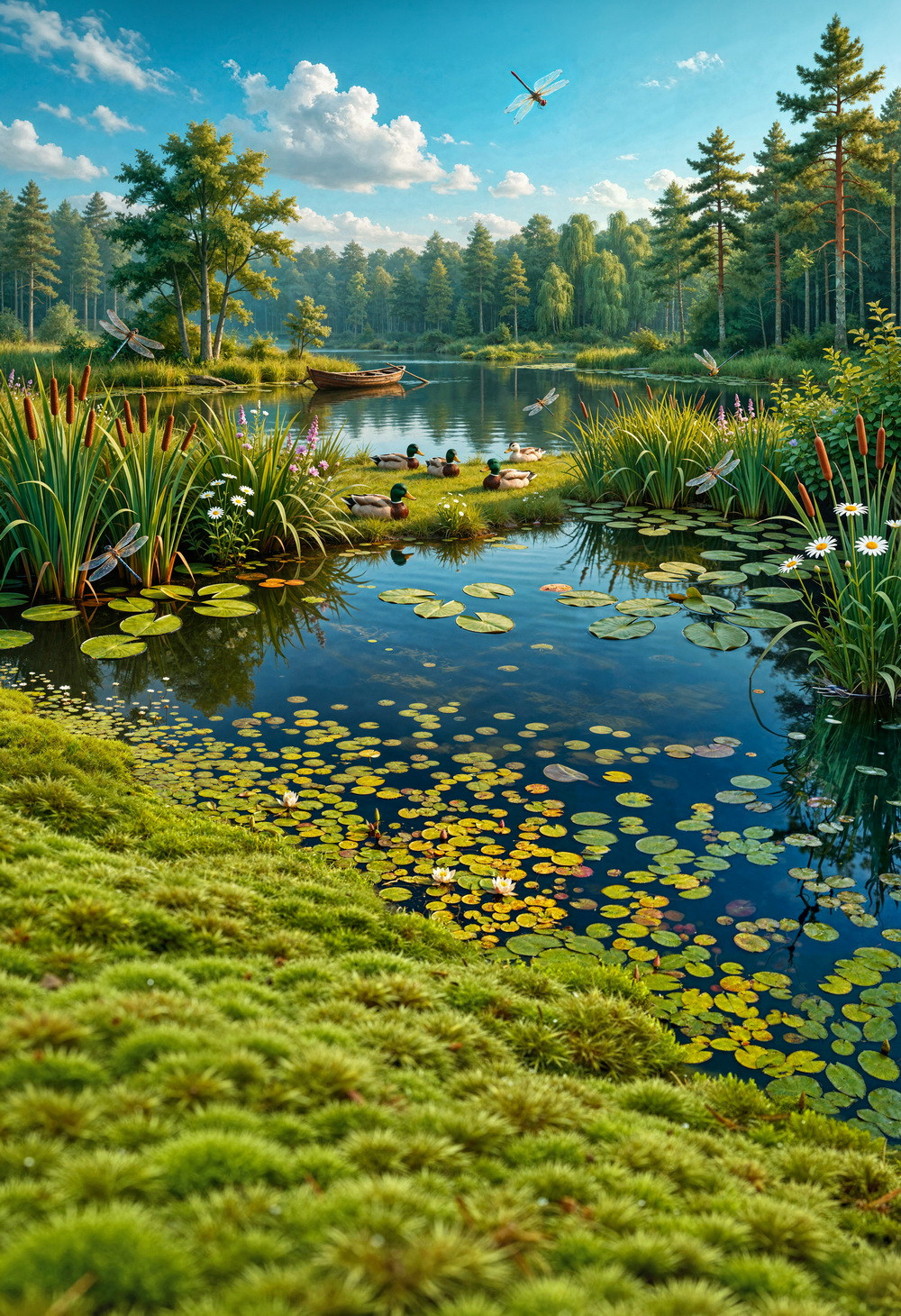 Combined backdrop "Little Swamp with dragonflies"
