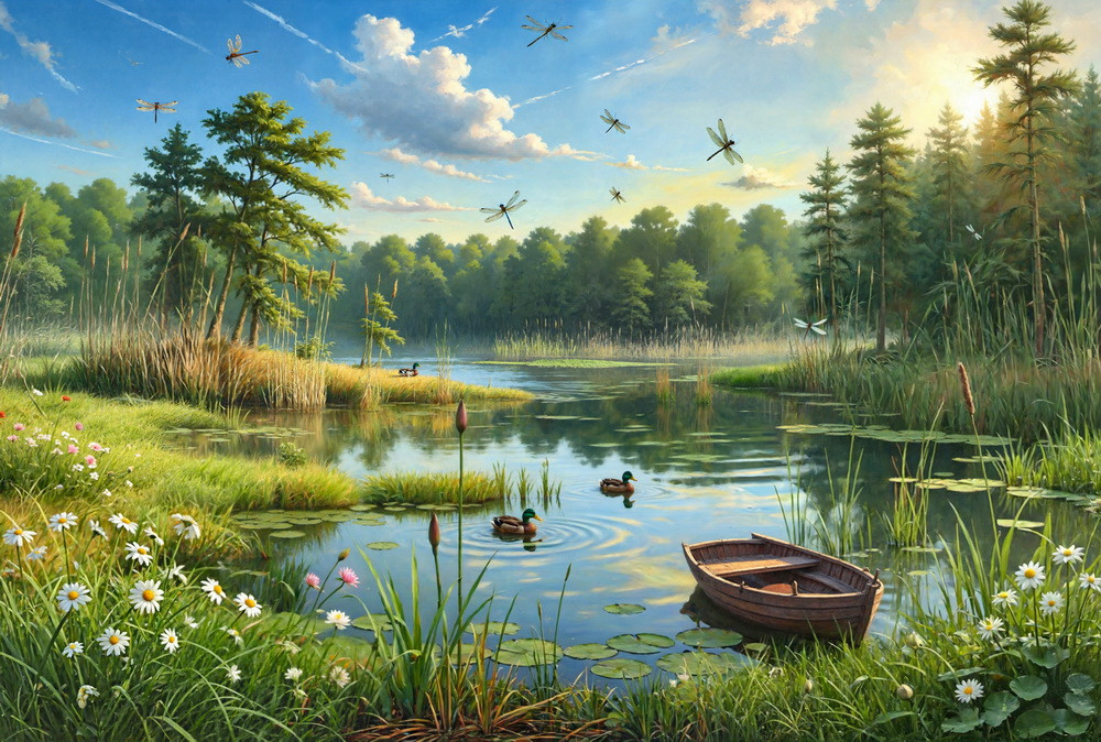 Backdrop "Little Swamp with dragonflies"