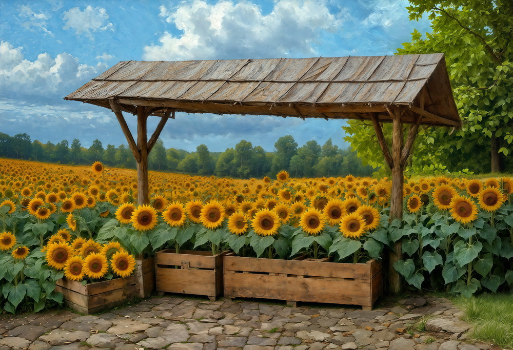Backdrop "Sunflowers field"