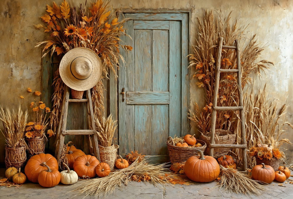 Backdrop "Autumn blue door"