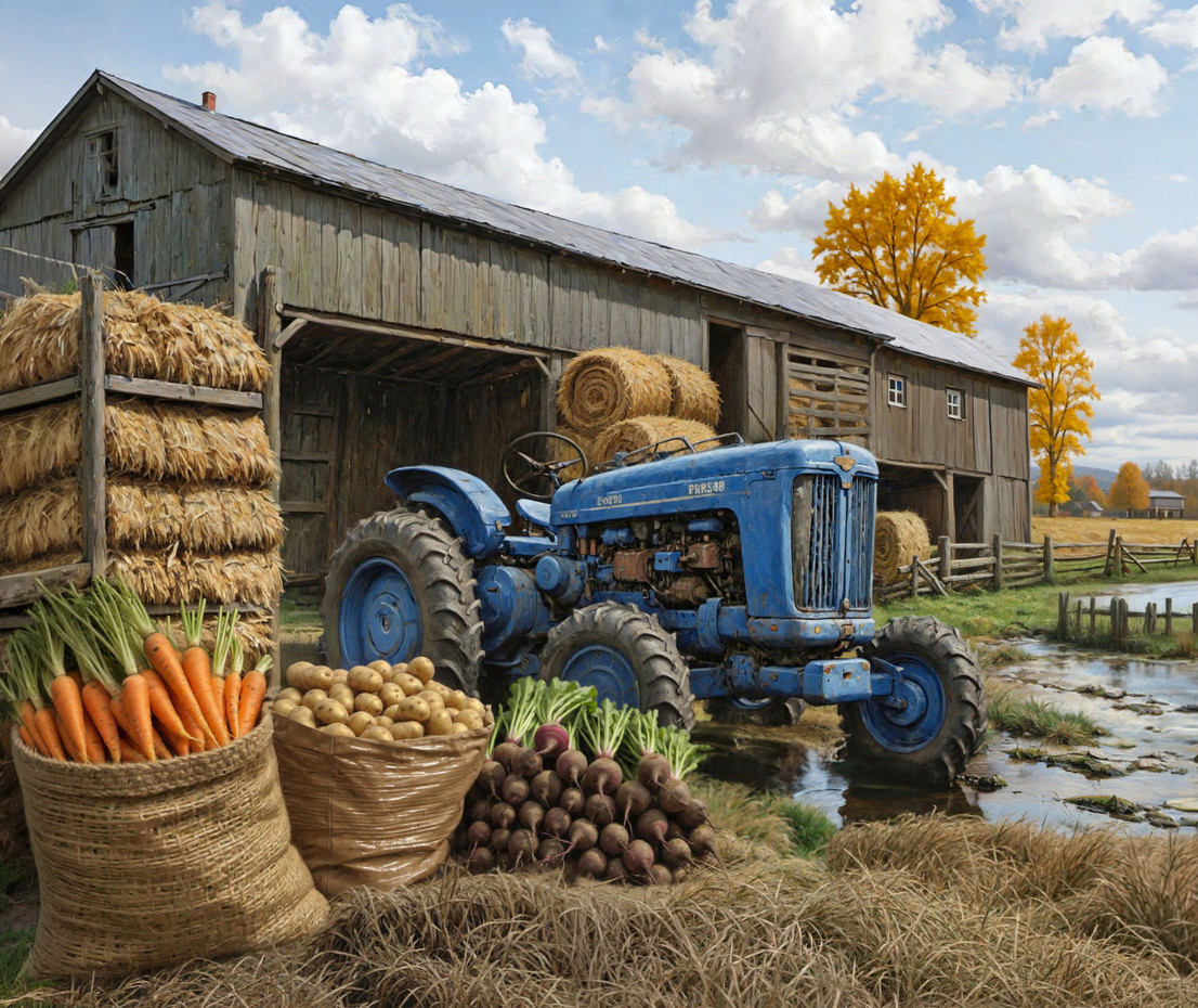 Backdrop "Harvest on the farm"