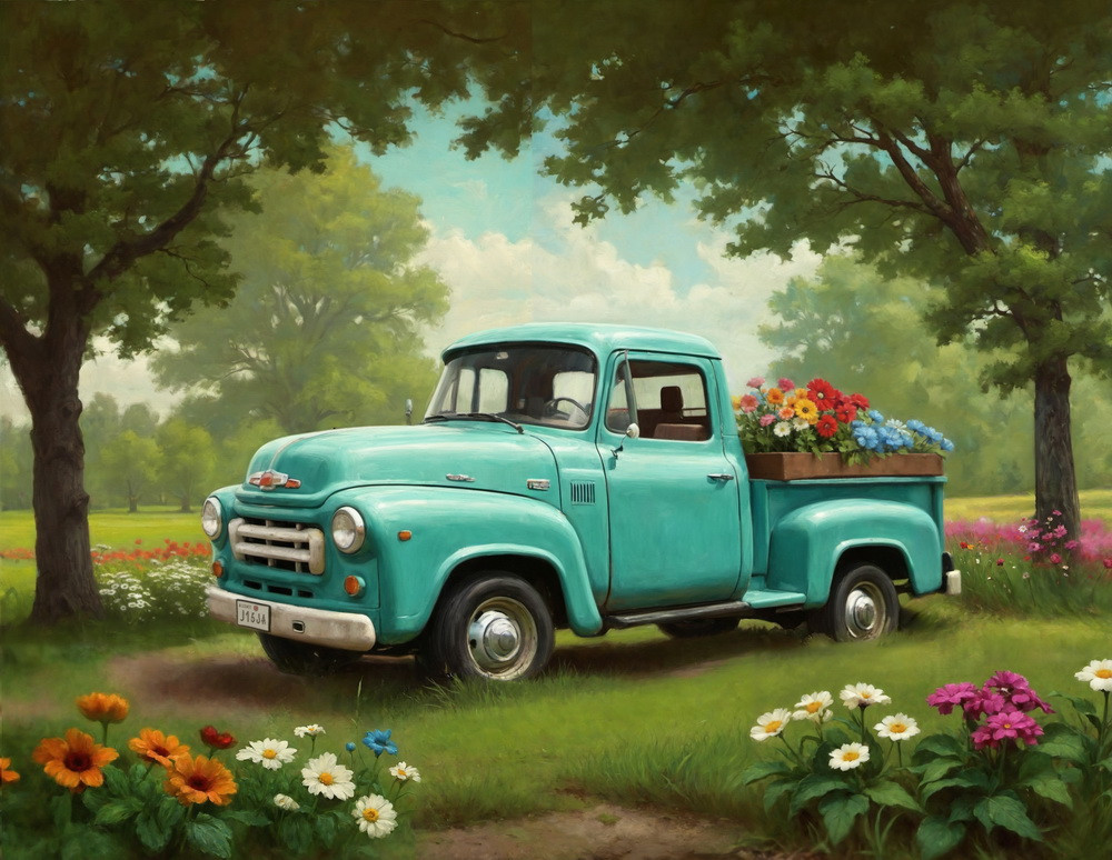 Backdrop "Spring truck"