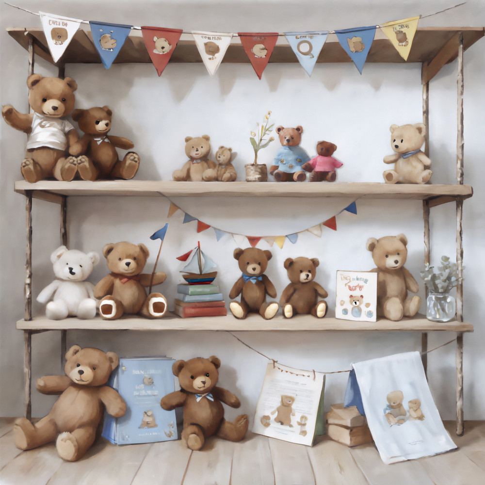 Backdrop "Shelves with teddybears"