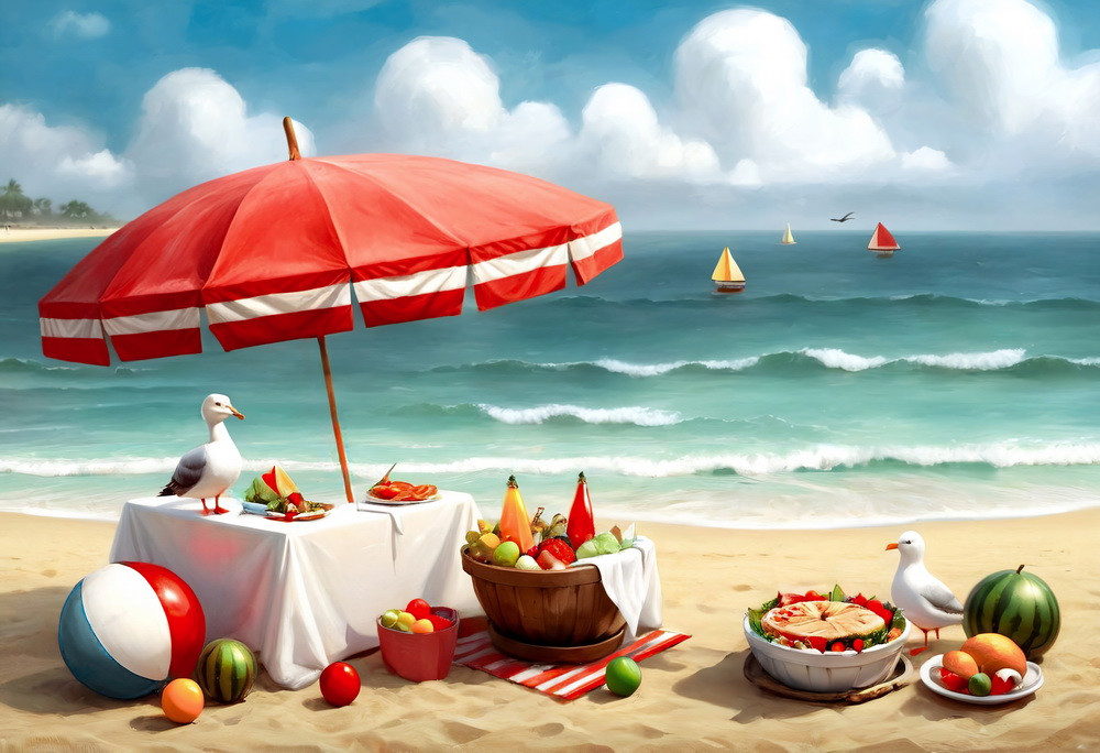 Backdrop "Picnic with gulls"