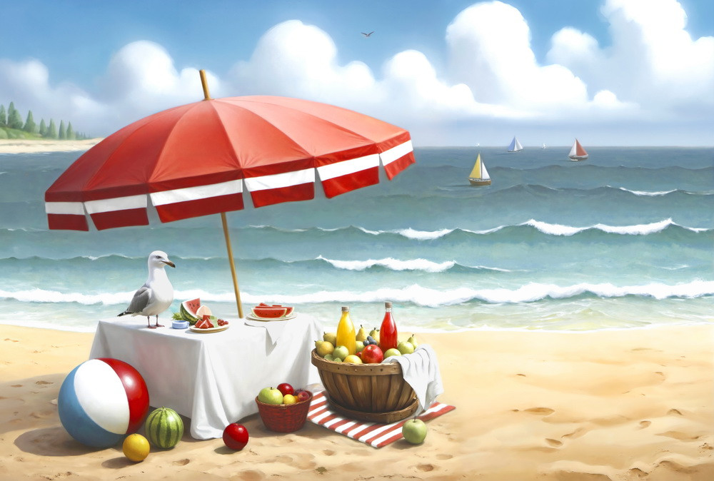 Backdrop "Picnic with gulls"