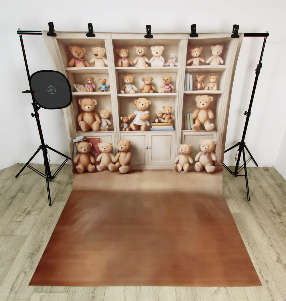 Combined backdrop "Shelves with teddybears"