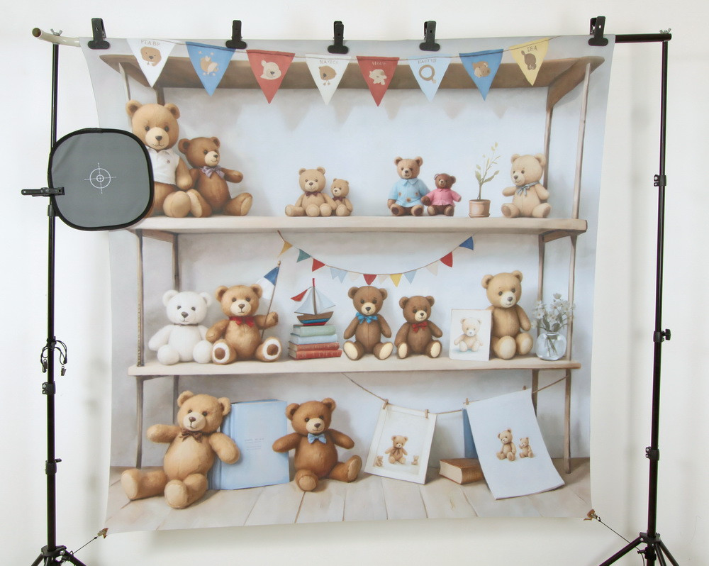 Backdrop "Shelves with bears"