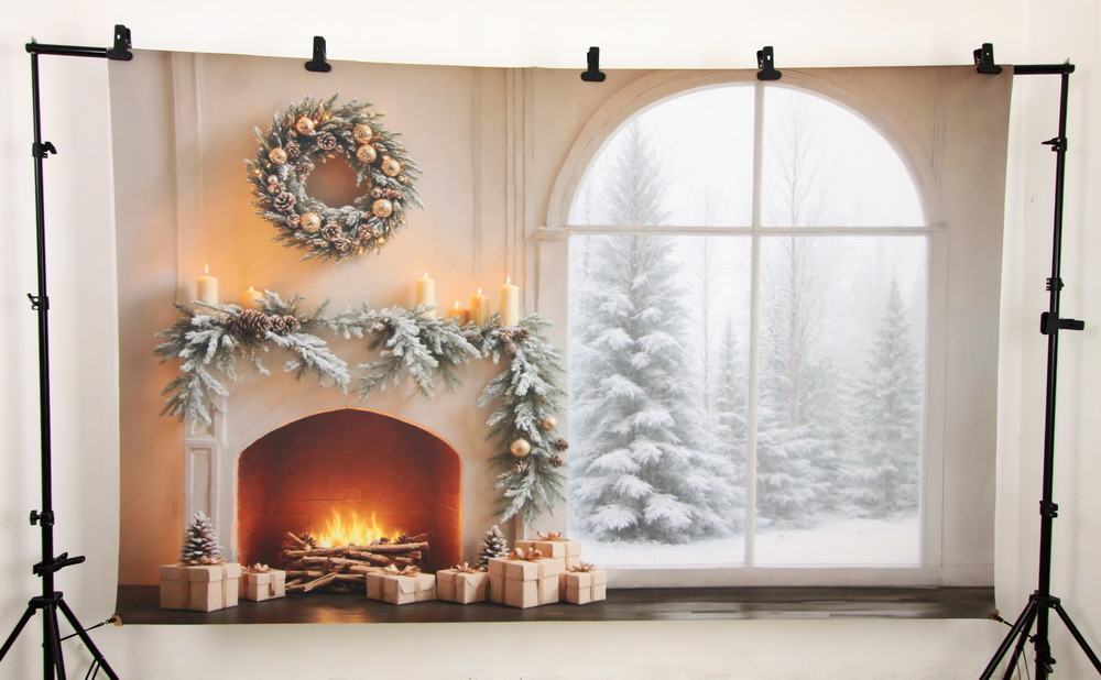 Combined backdrop "Xmas fireplace"