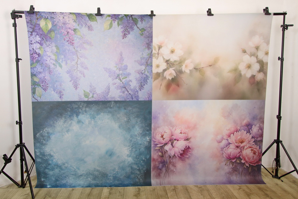 Коллаж №4 из четырех фотофонов для сьемки новорожденных