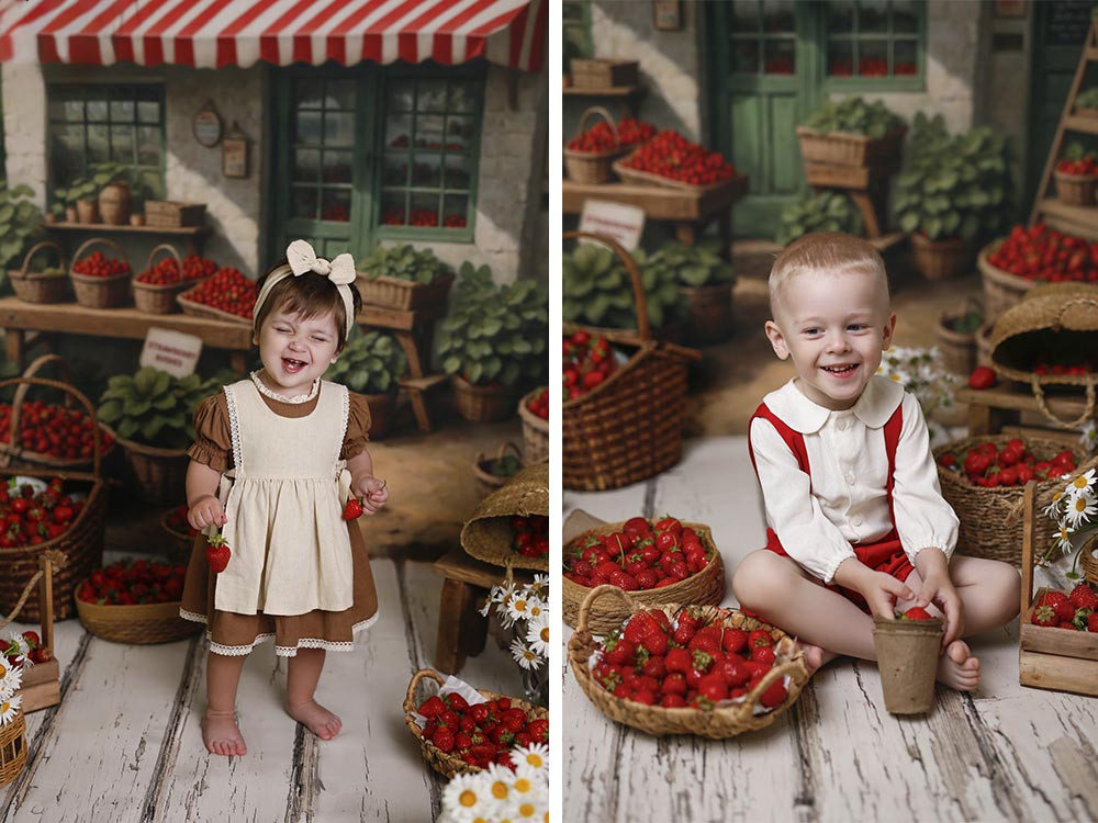 Backdrop "Strawberry market"