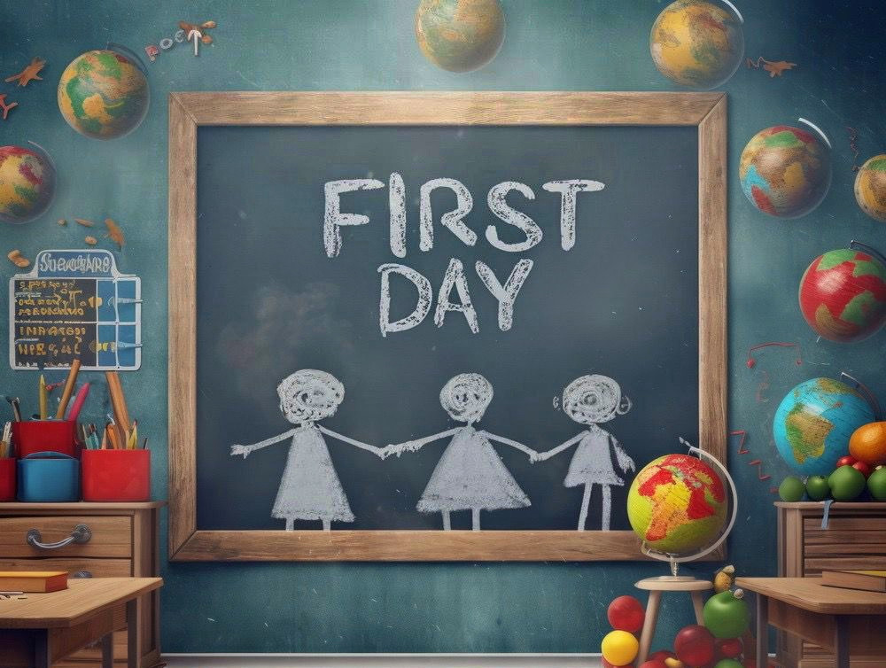 School backdrop "first day"